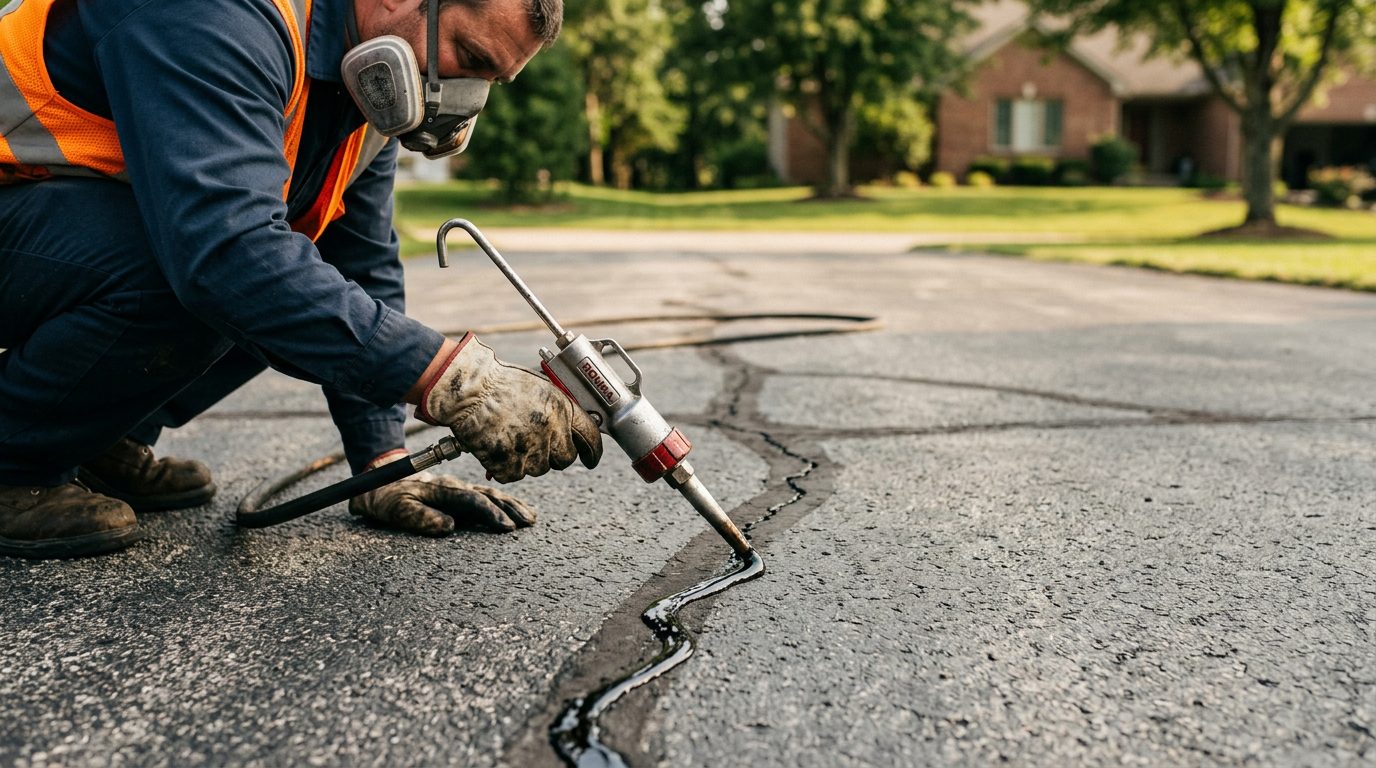Crack Sealing for Asphalt Driveways
